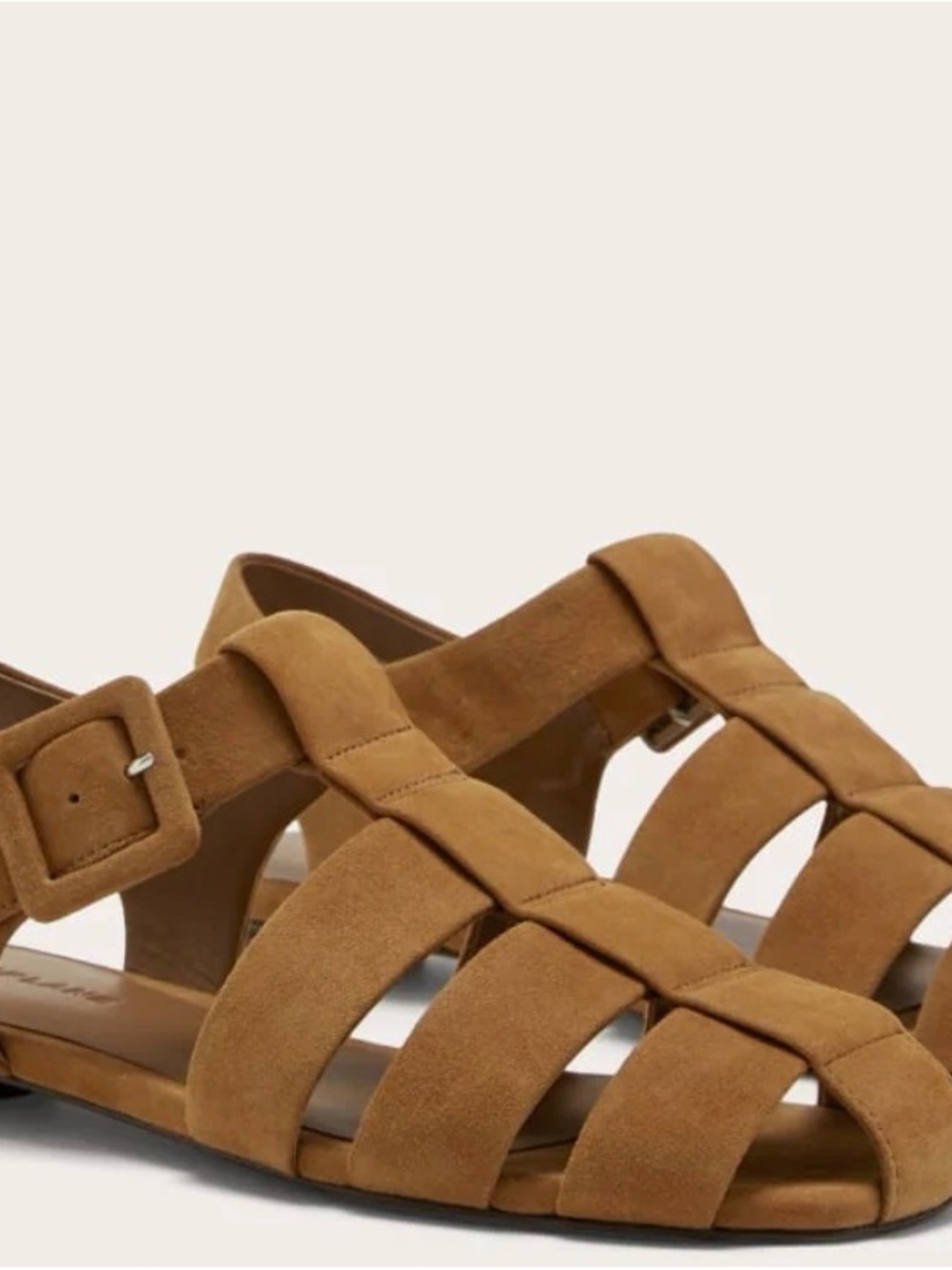 Everlane Cognac Suede Strappy Flat Sandals